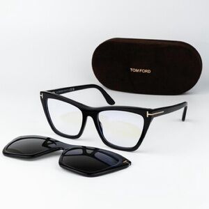 New! Tom Ford Black Clip On Eyeglasses/Sunglasses, FT5971-B 001, Authentic